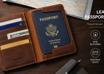 Leather Passport Wallet Travel Guide